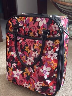 Vera Bradley Floral Rolling Travel Tote in Pink, Purple, Orange & White